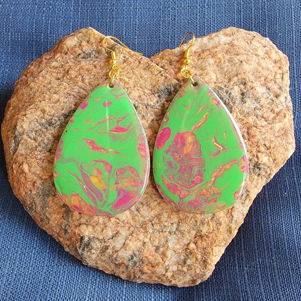Fairy Handmade Wooden Lightweight Teardrop Dangle Earring